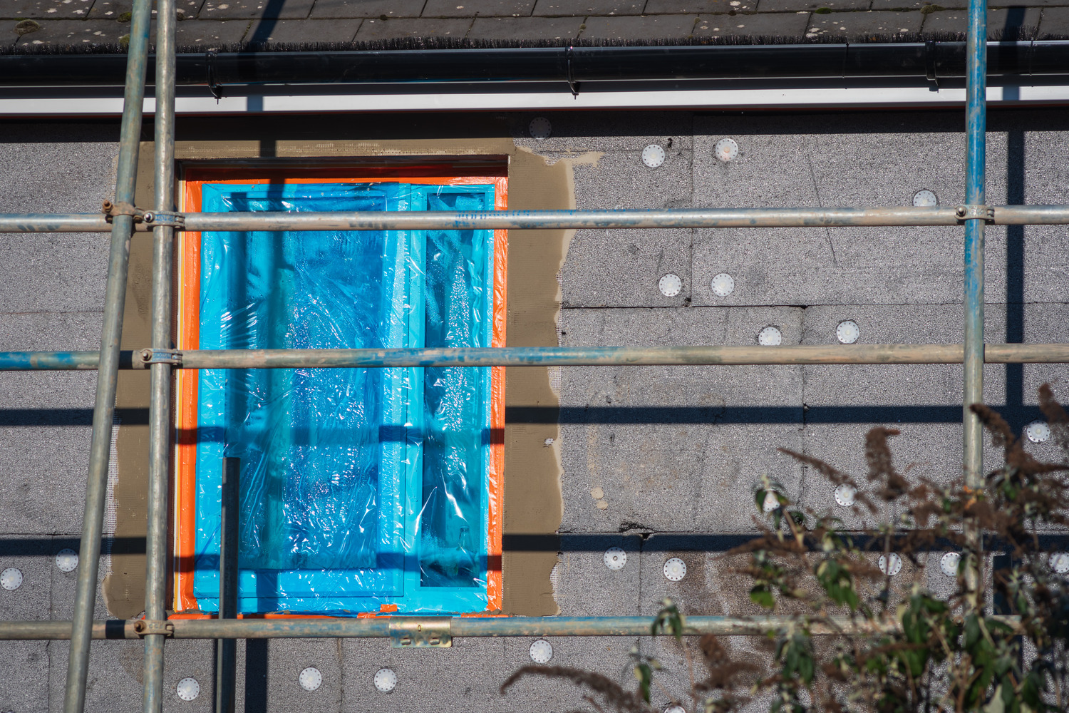 External wall insulation panels installed on house in england uk.